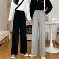 thumbnail image 4 of Pantalones de mujer Pantalón largo deportivo holgado informal de cintura alta con pierna ancha, Gris, L Noticed AP001457-03, 4 of 7