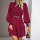 thumbnail image 5 of Vestido De Manga Farol Vestido fluido para mujer, jersey, vestido corto Vintage, cintura alta, ropa de trabajo diaria para mujer Cgtredaw Vino Tinto Xl para Mujer, 5 of 7