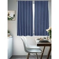 thumbnail image 3 of Navy Blue Striped Semi Sheer Window Curtains 72 Inches Long, Navy Blue White Farmhouse Stripes Rod Pocket Voile Chiffon Curtain Light Filtering Drapes for Living Room, Kitchen, 52"x72", 2 Panels, 3 of 9