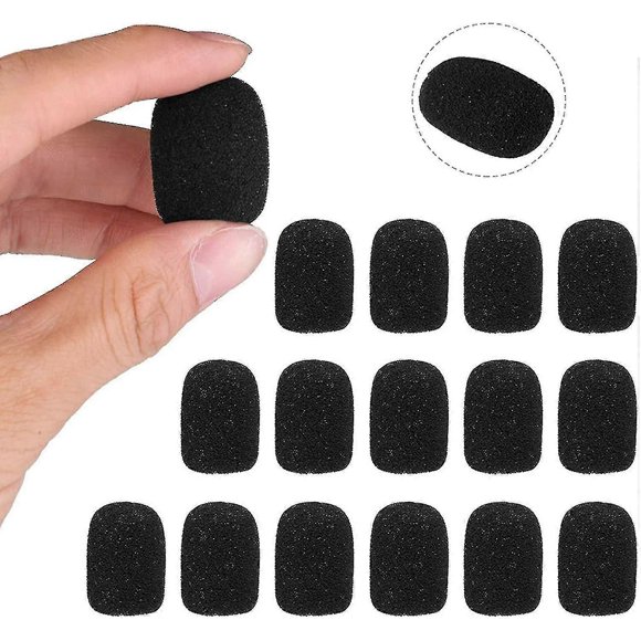Foam Microphone Windscreens 15 Pack - Replacement Covers for Microphones & Headsets, High-Density Noise Reduction