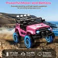 thumbnail image 3 of 12V Kids Ride On Car, Electric Truck Ride On Toys with 5MPH Max Speed, Remote Control, LED Lights, and Music for Kids Gifts, Pink, 3 of 7