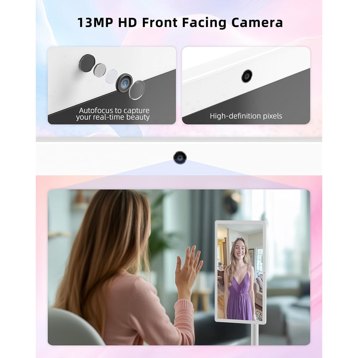 cooboom 21.5 inch Smart Portable TV on Wheels, 1080P Touch Screen Monitor , Smart Rolling TV Built-in 13MP Camera, Remote Control.
