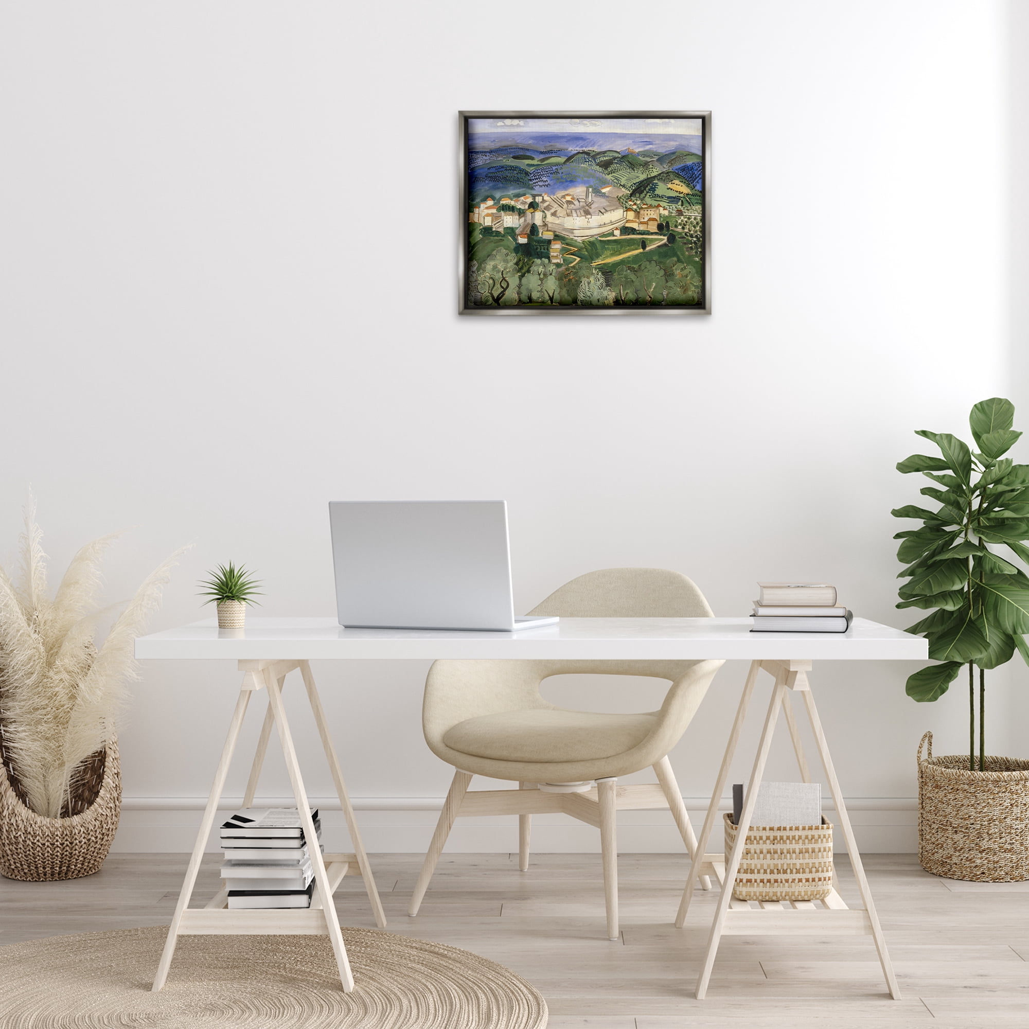 Stupell Industries Classic Raoul Dufy Landscape Landscape & Nature Painting Gray Floater Framed Canvas Art Print Wall Art, 21 x 17