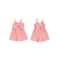 thumbnail image 2 of vera natura Baby Girl Ribbed Jumpsuit Summer Cute Bow Sleeveless Romper Shorts Cute Clothes, 2 of 8