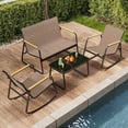 thumbnail image 6 of Noelse Patio Furniture Set, 4 Piece Textilene Conversation Set with 2 Rocking Chairs and Coffee Table, Perfect for Lawn, Garden, Poolside, Tan, 6 of 10