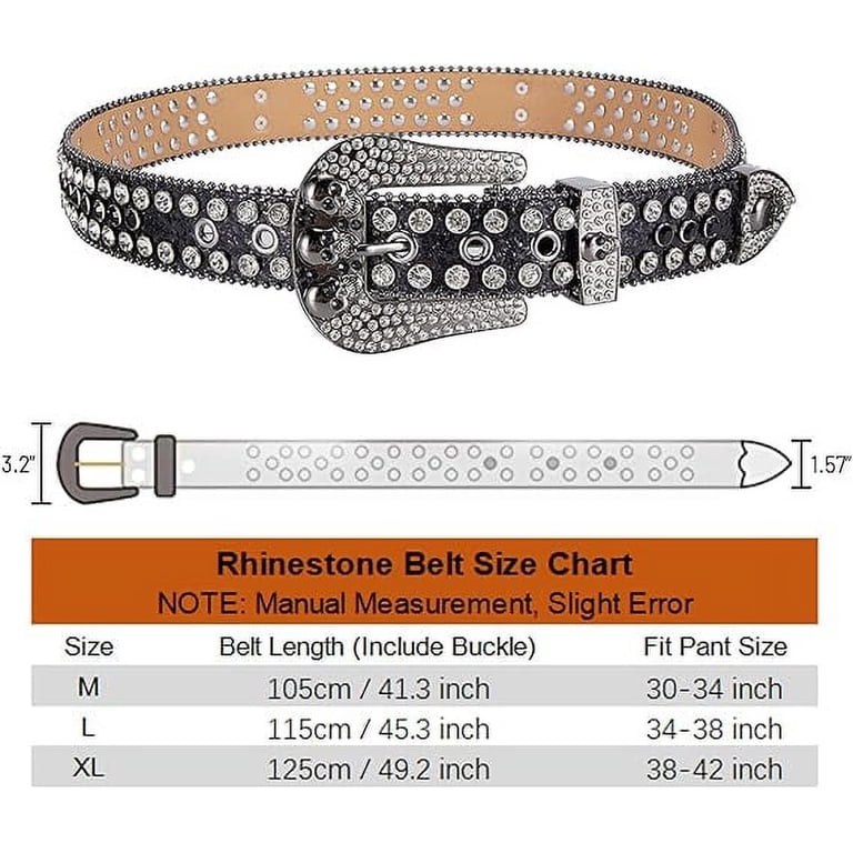 Western Rhinestone Glitter Pleather Belt 36\