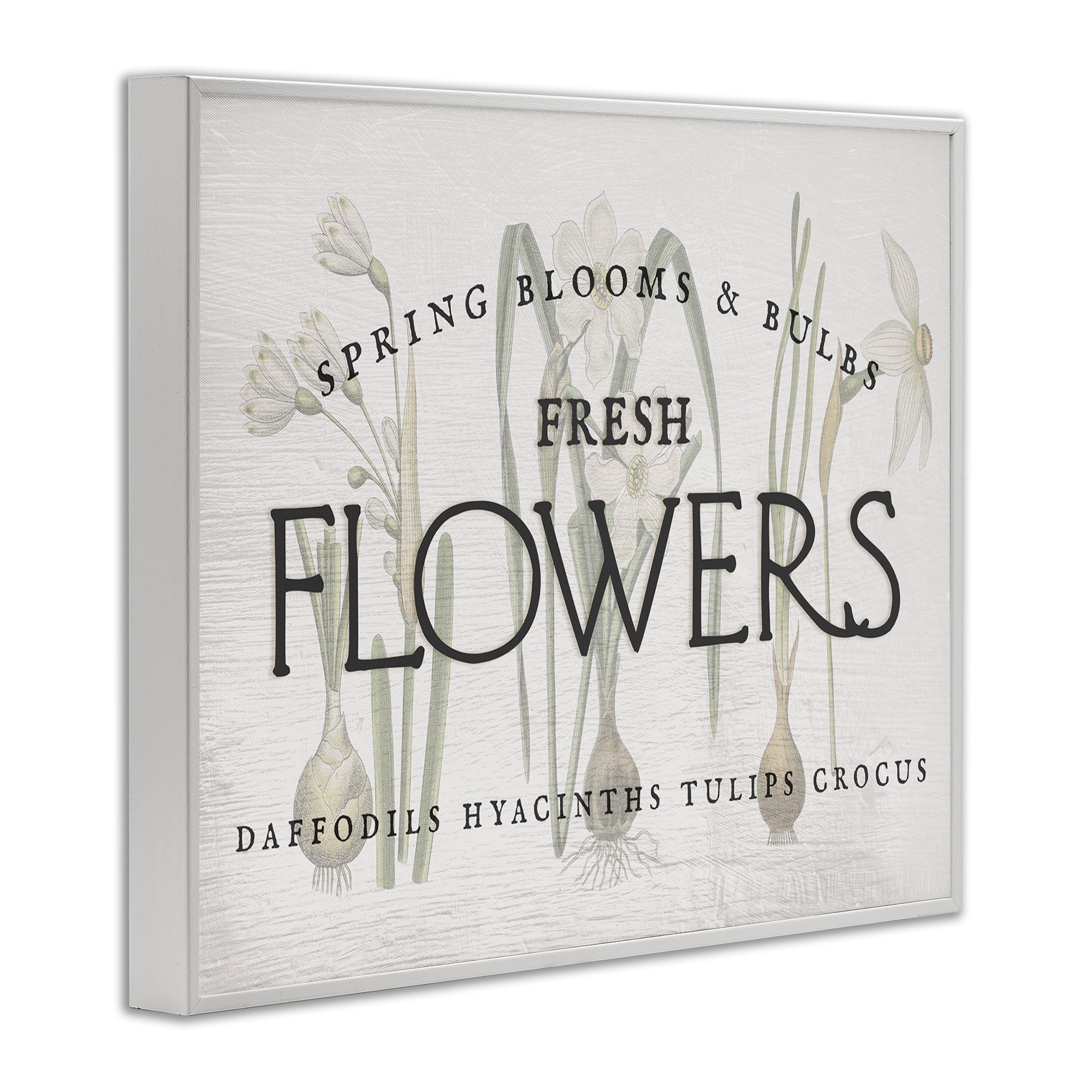 Stupell Industries Fresh Flowers Market Typography Painting White Framed Art Print Wall Art, 20 x 16