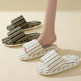 thumbnail image 4 of AUDeals Women Men Stripe Slippers Open Toe Cotton Linen Slide Sandals Soft Soled Lightweight Home Shoes Anti Slip Lounging (Blackish Green, 8), 4 of 7