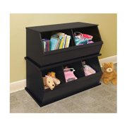 3-Bin Stackable Storage Cubby - Modular Organizer for Toys, Books & Crafts - Gray Finish