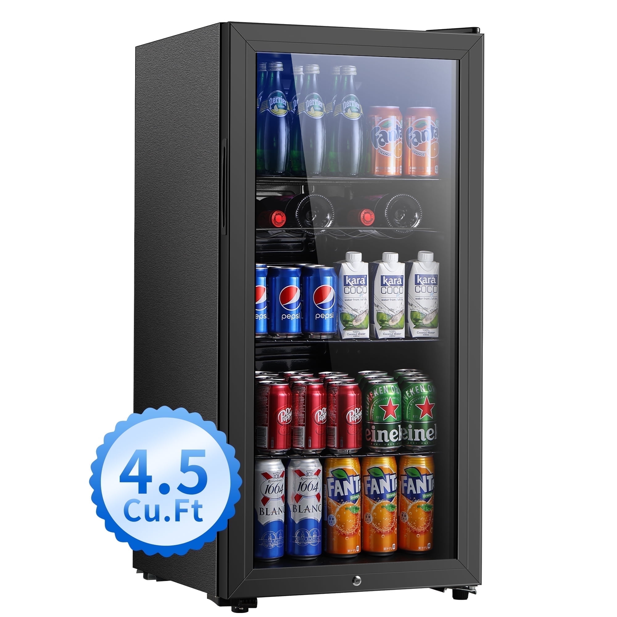 EUHOMY 125 Can Beverage Refrigerator and Cooler with Glass