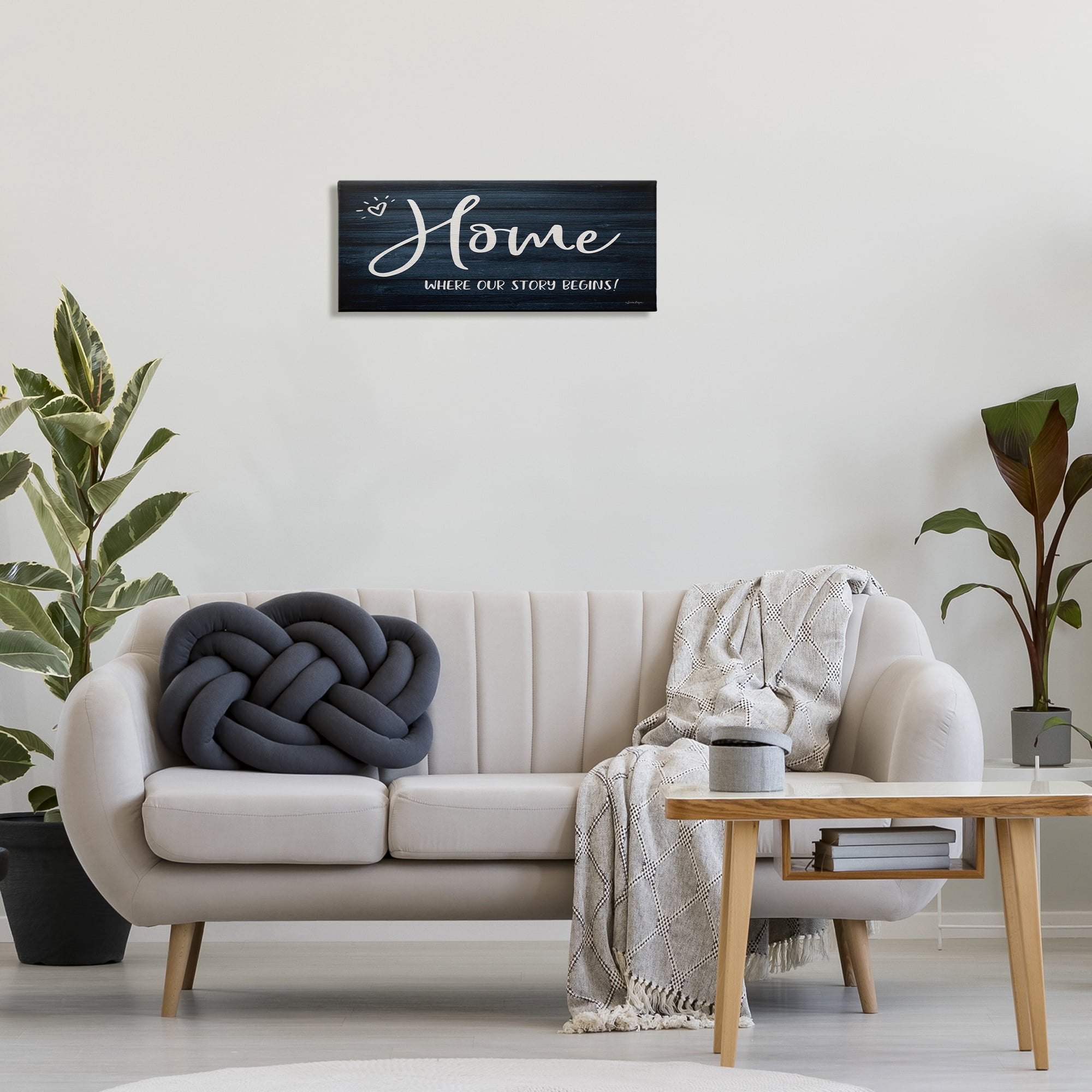 Stupell Industries Where Our Story Begins Typography Painting Gallery Wrapped Canvas Art Print Wall Art, 24 x 10
