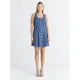 thumbnail image 2 of Free Assembly Women's Sleeveless Paneled Chambray Mini Dress, Sizes XS-XXL, 2 of 4