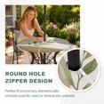 thumbnail image 6 of Boho Round Outdoor Tablecloth with Umbrella Hole Zipper, Modern Art Leaves Abstract Brown Gray Geometric Elastic Fitted Table Cover, Waterproof Table Cloth for Patio Picnic Party Fits 31"-35", 6 of 9