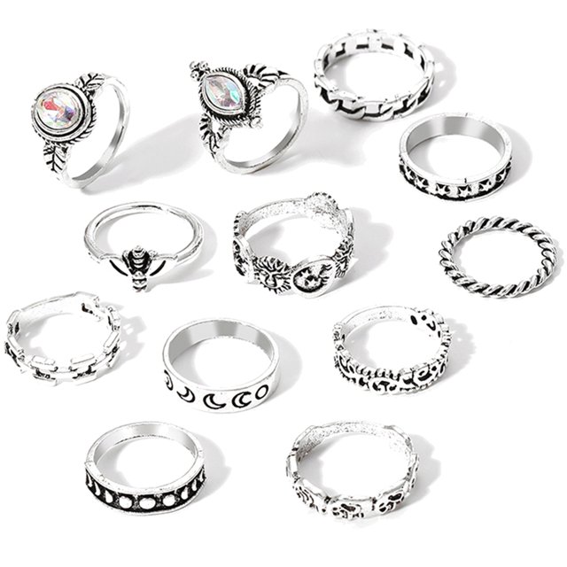 Bohemian Finger Rings Set: Stackable Midi Ring Boho Knuckle Rings for Women Lady