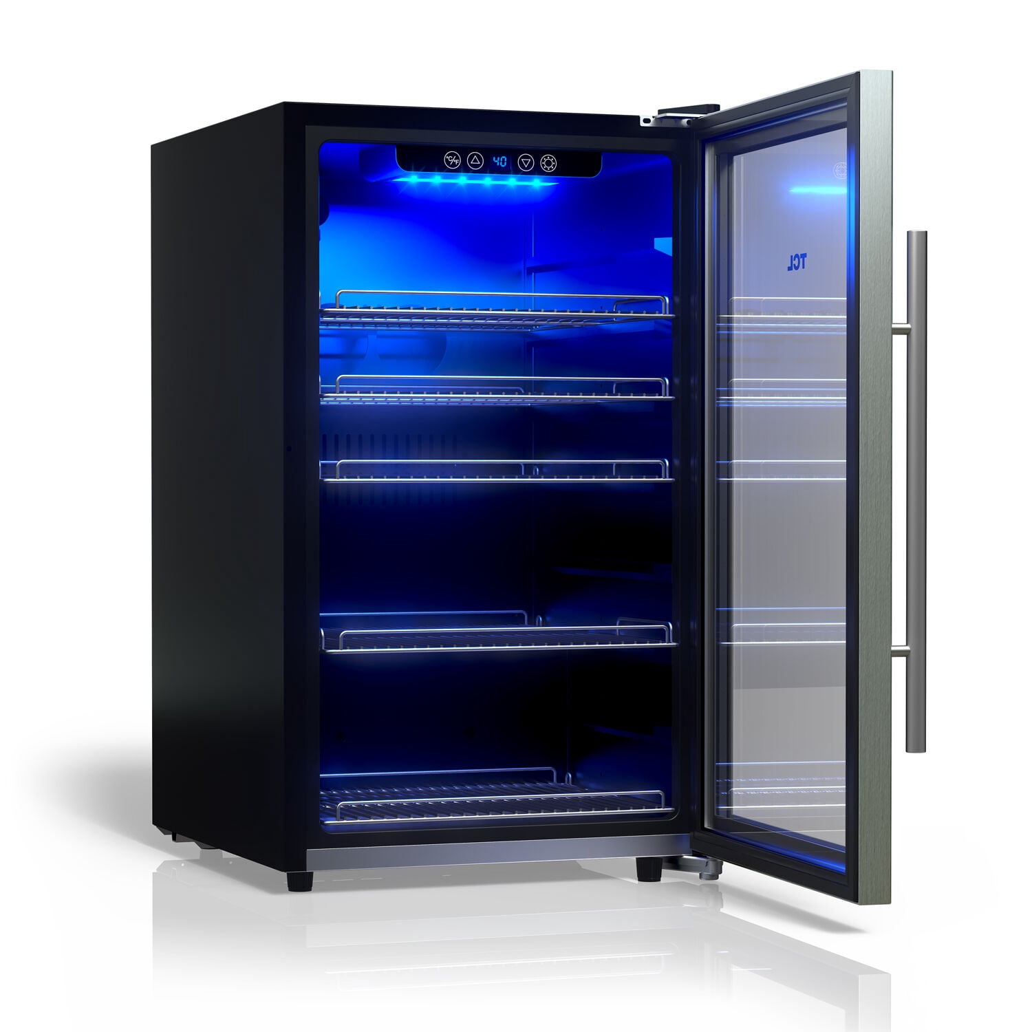 TCL Stainless Steel Single Door 132 Can Beverage Cooler for Kitchen, Bedroom & Office, 4.24 Cu. Ft.
