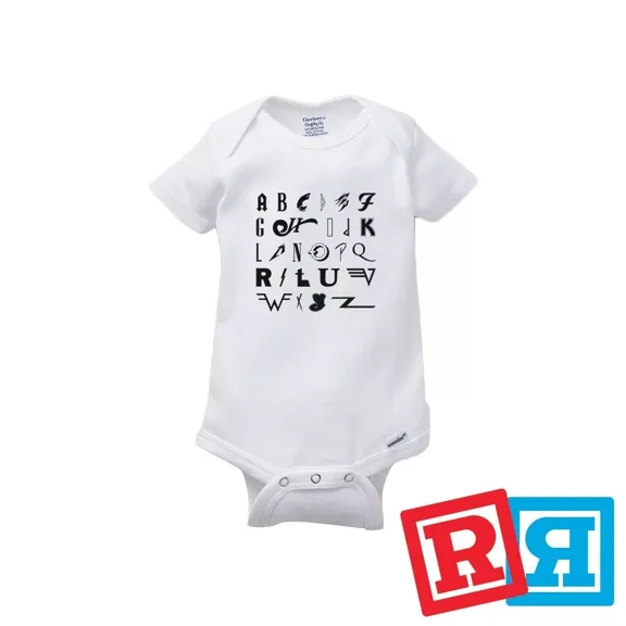 Bella Canvas Rock N Roll Alphabet Gerber Baby Onesie® Cotton White Short Sleeve Bodysuit