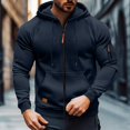 thumbnail image 2 of Havenx Full Zip Hoodies for Men Long Sleeve Drawstring Hoodies with Pockets Hooded Sweatshirts Gym Hiking Outdoor Fall Winter Athletic Outfits,Navy 2XL, 2 of 7