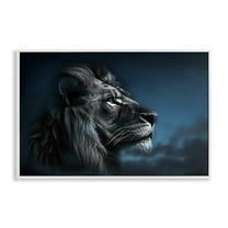 Stupell Industries Intense Gazing Lion Animals & Insects Painting White Framed Art Print Wall Art, 24 x 16