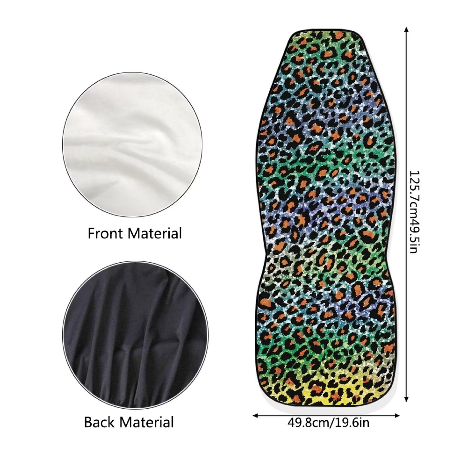 Uourmeti Leopard Car Accessories for Women Interior Cute Set Rainbow Cheetah Pattern Front Car Seat Covers Universal Auto Cushion Protector for Trucks Suv Vans(2 Pack)