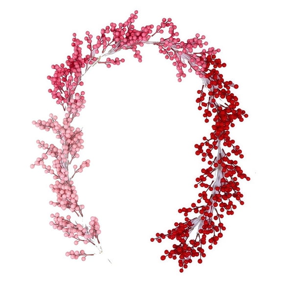 Artificial Berry Garland 6.5FT Pink Red Valentine's Day Wreath Vine for Anniversary Wedding Home Decor DIY Crafts
