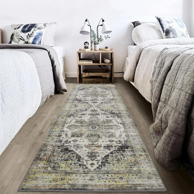 Washable Rugs Vintage Rugs Kitchen Runner Rug Stain Resistant Carpet for Hallway Soft Touch Floor Cover for Bedroom Laundry