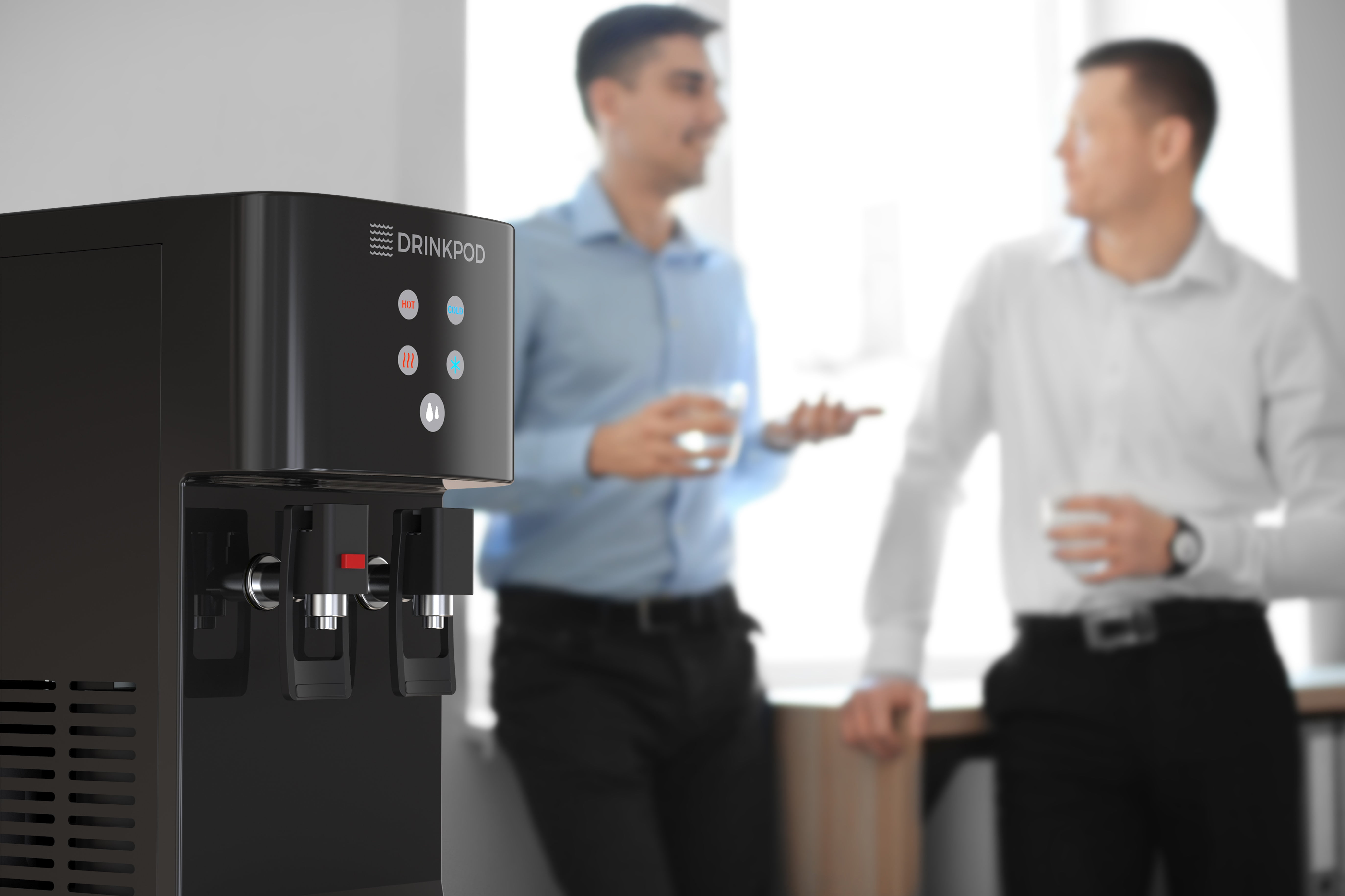 Drinkpod 2000 Series Touchless Bottleless Hot & Cold Water Cooler Dispenser with 4 Stage Purification, Complete Installation Kit & Cafe Connect; Black