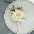 thumbnail image 6 of Tutuviw 2Pcs Ivory Rose Wedding Wrist Corsage and Boutonniere Set for Bride/Bridesmaid/Man/Groom,Handmade Artificial Rose Flower Wrist Flowers & Men's Corsage Set for Wedding Ceremony Anniversary, 6 of 8