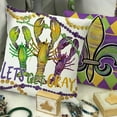 thumbnail image 2 of Mardi Gras Throw Pillow Covers 16 x 16 Inch Set of 4, Mardi Gras Y''all Fleur De Lis Jester Hats Beads Mask Feather Lobsters Pillowcases for Home Sofa Couch Cushion Decoration G422-16, 2 of 5
