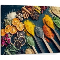 Spices Canvas Wall Art Colorful Kitchen Wall Decor Spice Poster Prints Herb Spoon Food Picture Artwork for Home Living Room Kitchen Dining Room Restaurant Decoration - 12x18 Inch