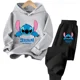 thumbnail image 3 of Conjunto de 2 piezas de sudadera y pantalones con dibujos animados de Disney Stitch 2024 para niños, ropa de moda para primavera y otoño, sudadera para niños y niñas, traje deportivo para niños, 3 of 5