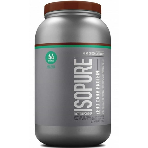 Isopure Zero Carb Protein Powder, Chocolate Mint, 25g Protein, 3 Lb