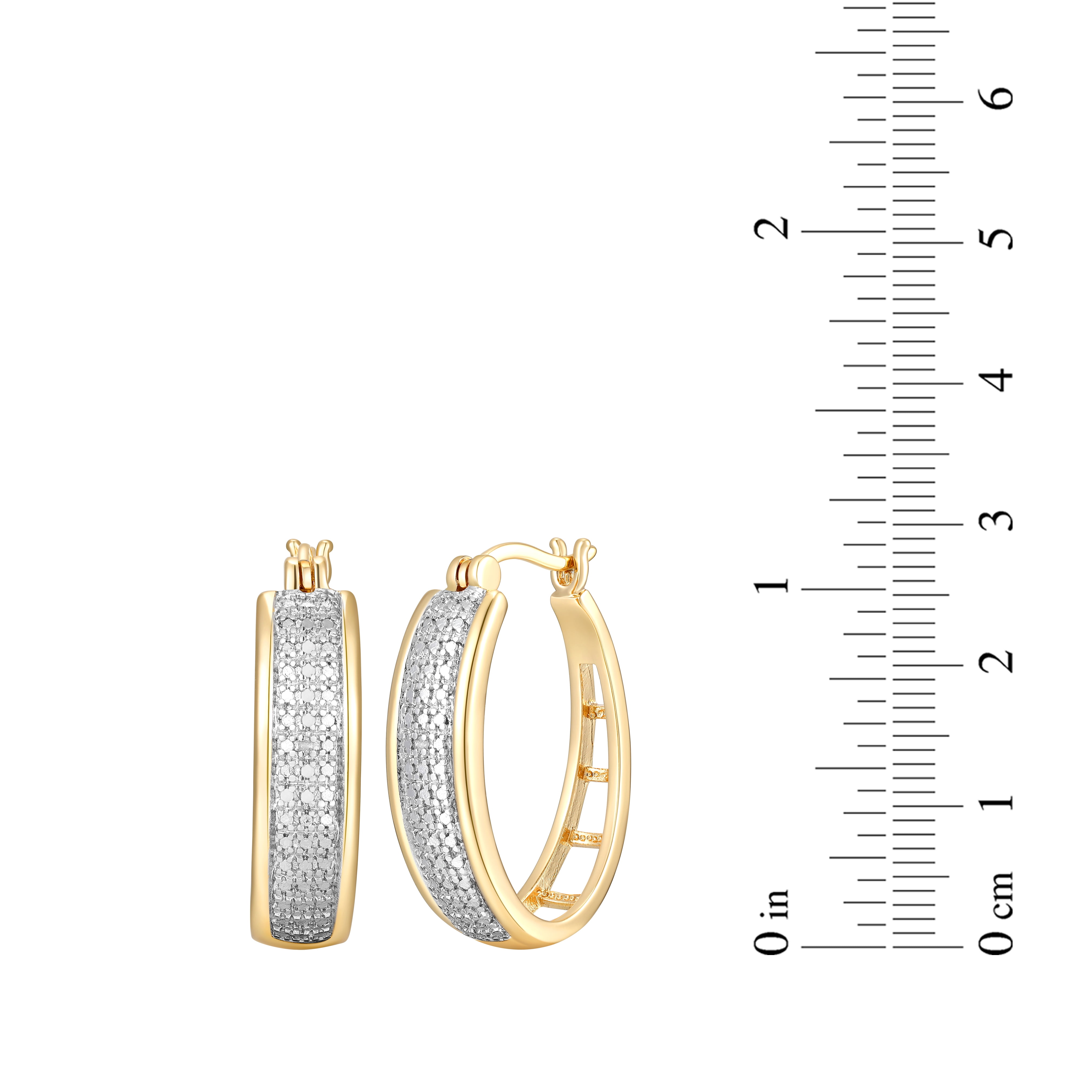 Forever Facets Diamond Accent Bold Hoop Earrings in 18k Yellow Gold over Bronze, Adult Female