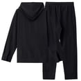 thumbnail image 4 of Wrtxtat Men's Sweatsuit Casual Long Sleeve Drawstrings Pockets Hooded Linen Pullover Solid Color Straight Leg Trousers Pants Sweatsuit Black XL, 4 of 9