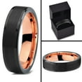 thumbnail image 4 of Tungsten Wedding Band Ring 6mm for Men Women Black & 18K Rose Gold Plated Pipe Cut Brushed Polished Lifetime Guarantee, 4 of 4