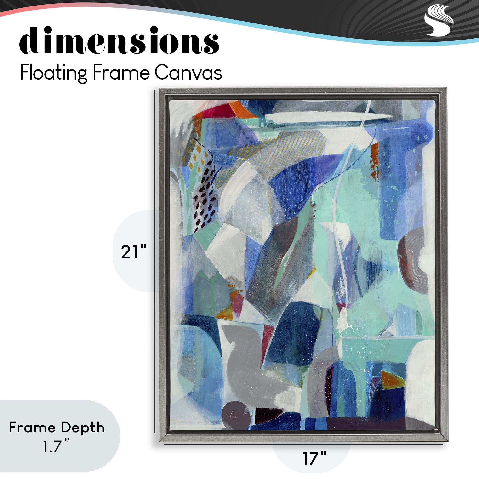 Stupell Industries Complex Blue Layers Gray Framed Floater Canvas Wall Art, design by Jill Martin
