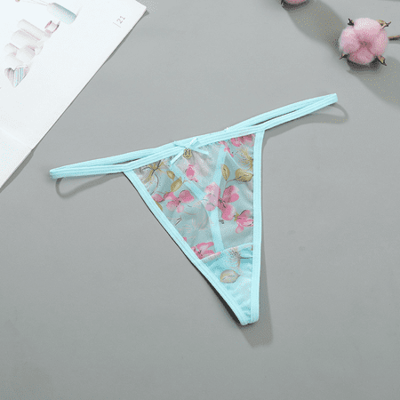 Fulorrnie Underwear for Women Breathable Thong Seamless Comfort Panties Cute Hipster Stretchable Panty  Blue  L