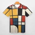 thumbnail image 3 of Mondrian Inspired（20） Men Zipper T-shirt Summer Casual Short Sleeve T-shirt Top, 3 of 7