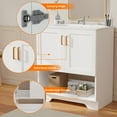 thumbnail image 5 of 30 Inch Modern Bathroom Vanity with Ceramic Sink,Freestanding Cabinet 2 Soft-Close Doors & 1 Open Shelf, White, 5 of 8