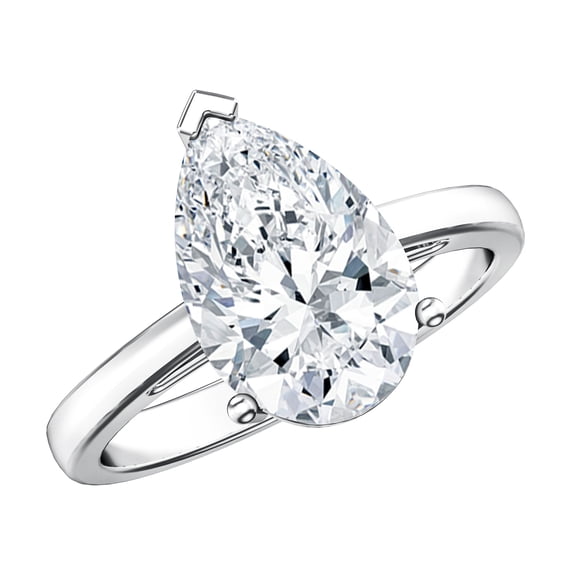 Rosec Jewels IGI Certified 3 Ct Lab Grown Diamond Pear Shaped Engagement Ring (E-VS1 Grade), 925 Sterling Silver, US 4.00