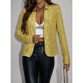thumbnail image 4 of Women'S Stand Up Collar Cardigan Trendy Sparkly Long Sleeve Cropped Casual Sequin Jacket Gold M, 4 of 9