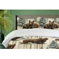 thumbnail image 2 of Ambesonne Bear Duvet Cover Set, Winter Forest Animals Trees, Calking, Green Brown Green Khaki, 2 of 4