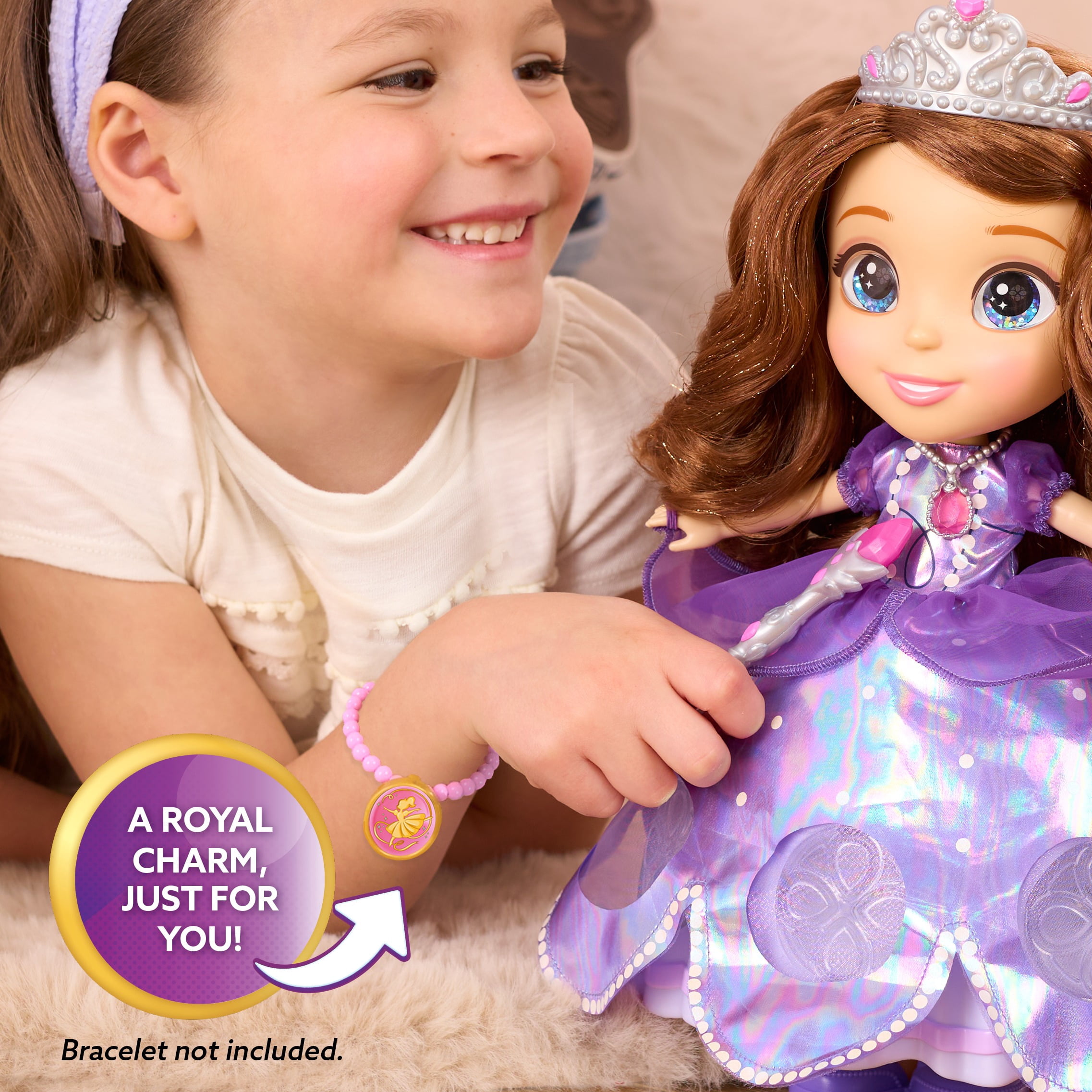 Disney Jr. Sofia the First Swirl & Sing Doll, Light-Up Twirling Princess Doll with Music and Phrases, Ages 3 and Up.