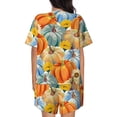 thumbnail image 3 of Kdxio Pumpkins Sunflowers Print Pajamas Sets for Women Short-Sleeved Pjs with Lounge Shorts Two Piece Sleepwear S-4XL, 3 of 8