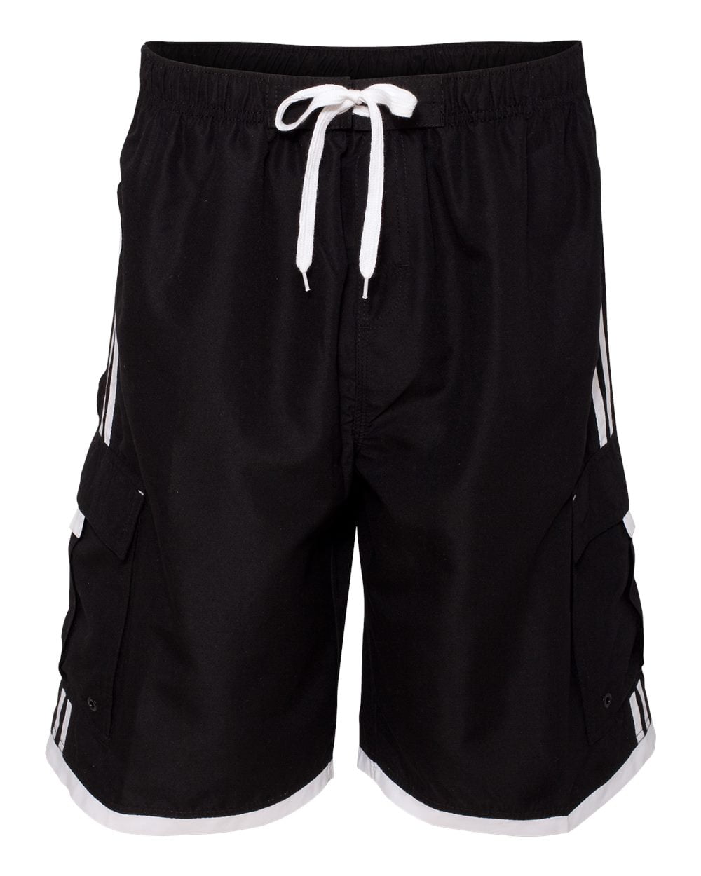 9401 Men's Striped Swim Trunks Black/ White Small