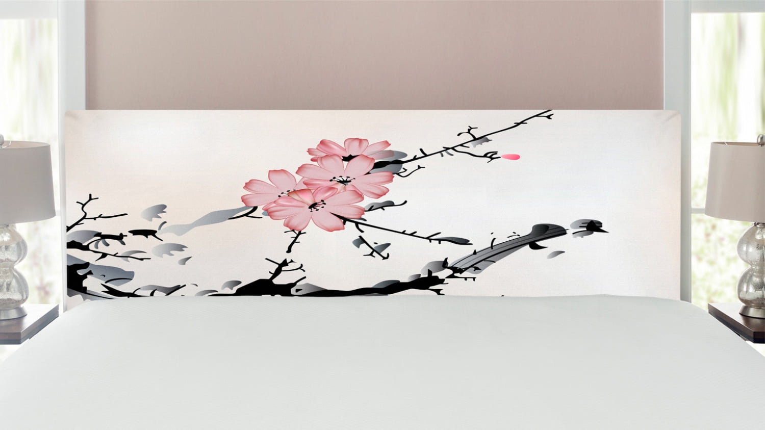 Japanese Headboard, Watercolors Illustration Traditional Native