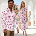 thumbnail image 2 of Chririnla Couples Matching Outfit Guest Party Elegant Clothes for Couples Pink Ribbon Heart Dress or Shirts for Husband Wife Mens Button Shirts Match Bodycon Dress Pencil Sundress for Women,S-3XL, 2 of 6