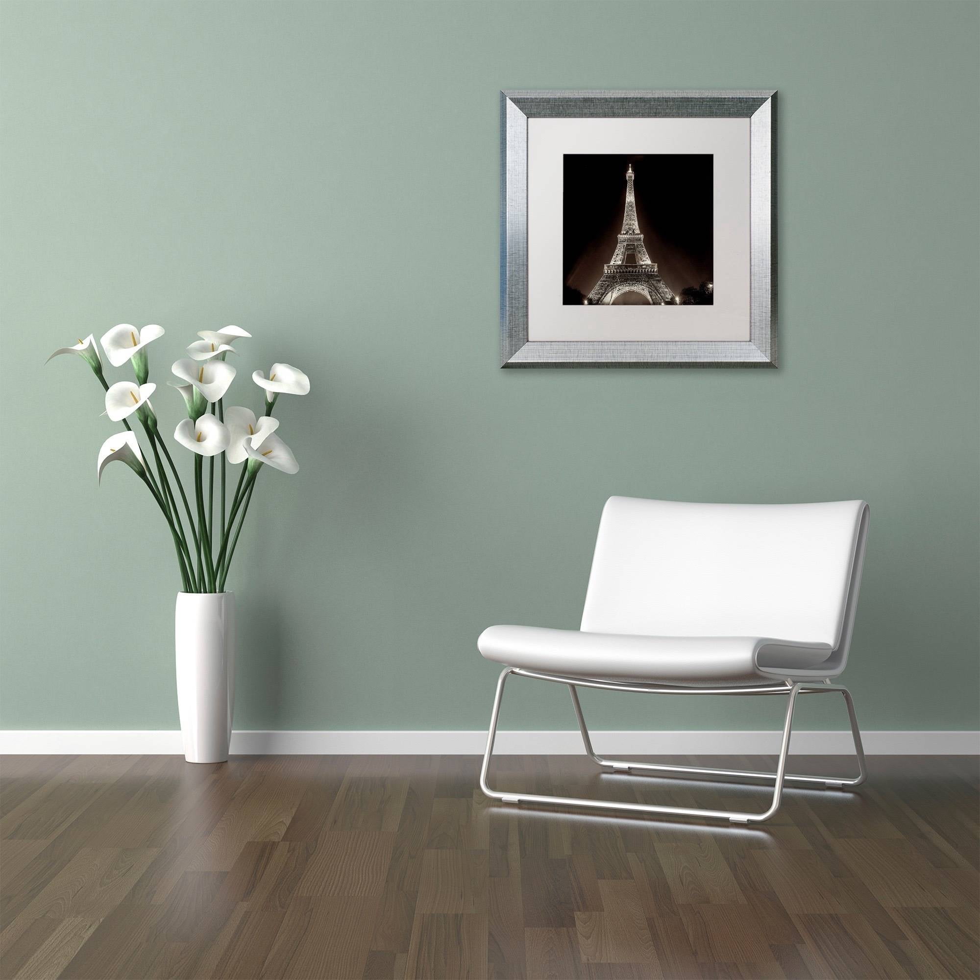 Trademark Fine Art "Tour Eiffel II" Canvas Art by Alan Blaustein, White Matte, Silver Frame
