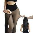 thumbnail image 3 of Women Fleece Lined Tights Fake Translucent Leggings High Waist Pantyhose Fake Sheer Thick Warm Tights for Women, 3 of 6