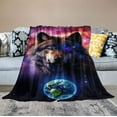 thumbnail image 2 of RUIYC Throw Blanket , Soft Cozy Warm Fuzzy Flannel Plush Blanket Colorful Galaxy Wolf Blue for Couch, Sofa, Bed, Living Room, 2 of 6