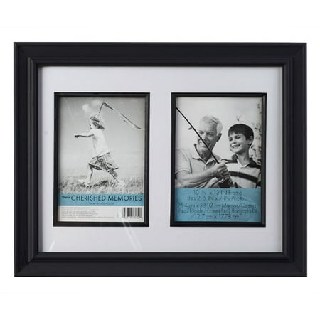 23 Matt - 2-Photo Collage Frame: Double Matted, Black, 10 x 13 inches